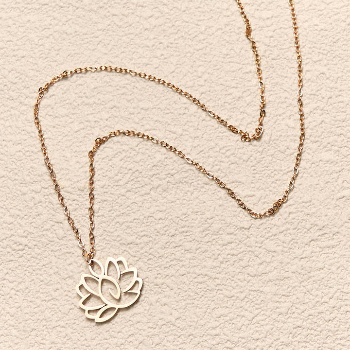 Collier pendentif en acier inoxydable avec Buddha Stones et lotus creux - image 15