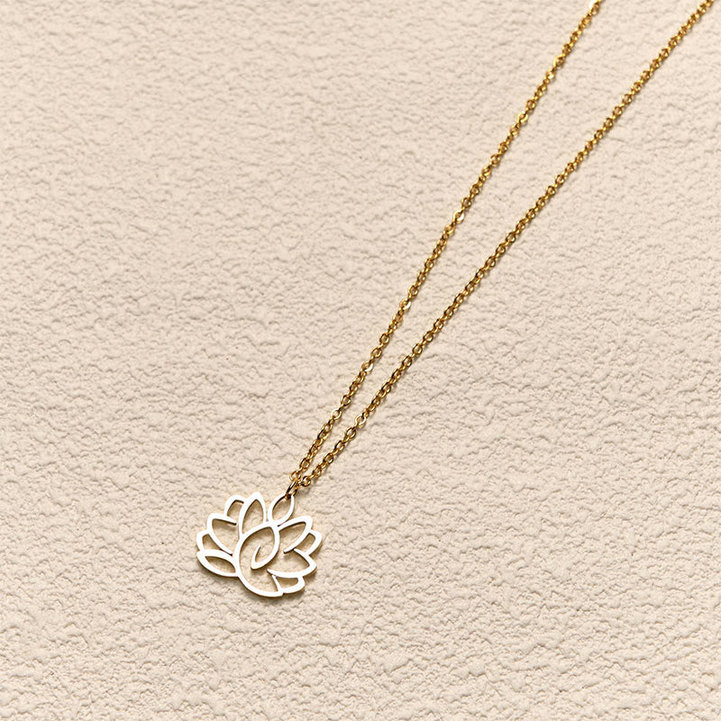 Collier pendentif en acier inoxydable avec Buddha Stones et lotus creux - image 10