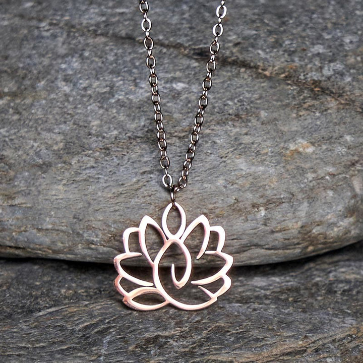 Collier pendentif en acier inoxydable avec Buddha Stones et lotus creux - image 14