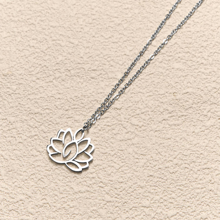 Collier pendentif en acier inoxydable avec Buddha Stones et lotus creux - image 3