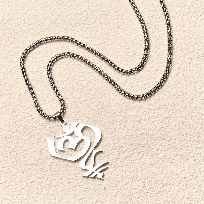 Collier pendentif en acier inoxydable avec Buddha Stones et symbole OM vintage - image 9