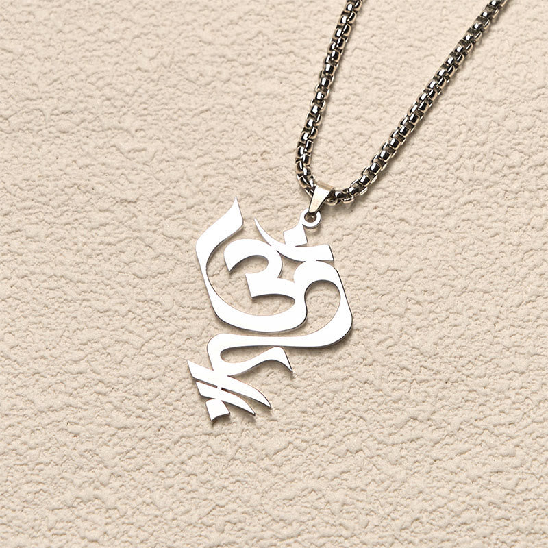 Collier pendentif en acier inoxydable avec Buddha Stones et symbole OM vintage - image 10