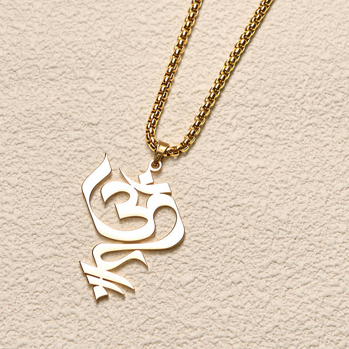 Collier pendentif en acier inoxydable avec Buddha Stones et symbole OM vintage - image 3