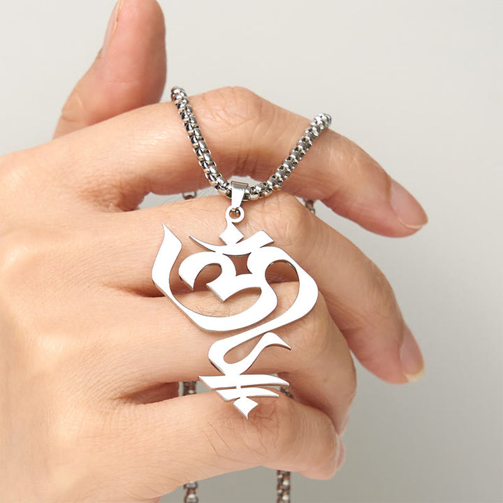 Collier pendentif en acier inoxydable avec Buddha Stones et symbole OM vintage - image 11