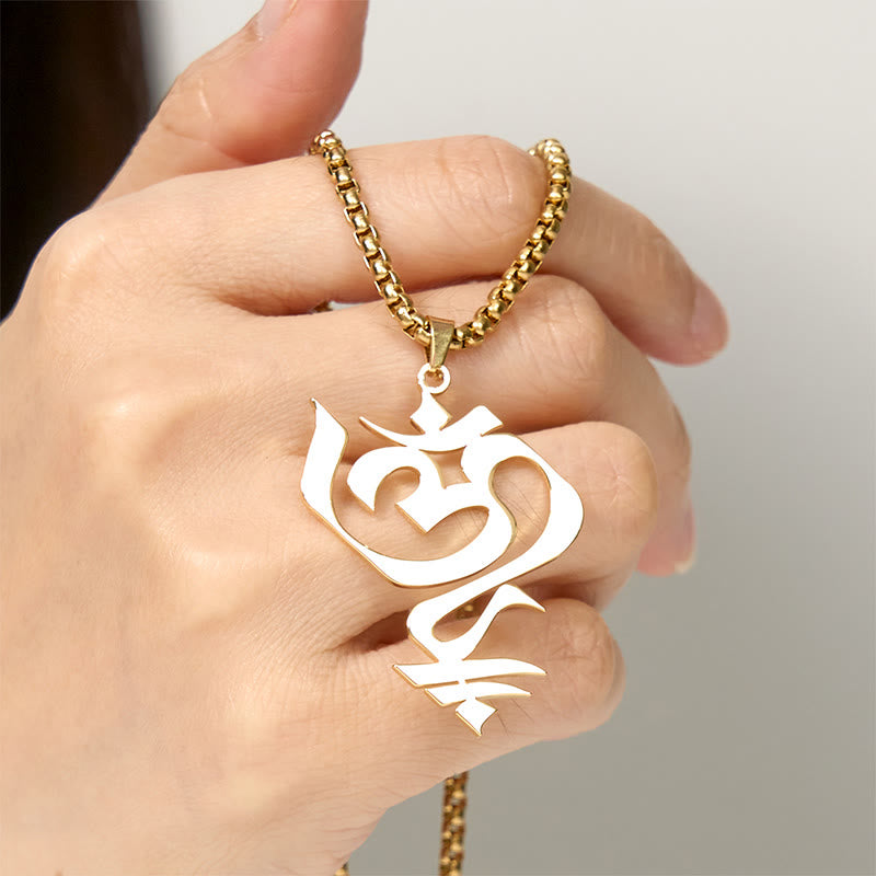 Collier pendentif en acier inoxydable avec Buddha Stones et symbole OM vintage - image 4