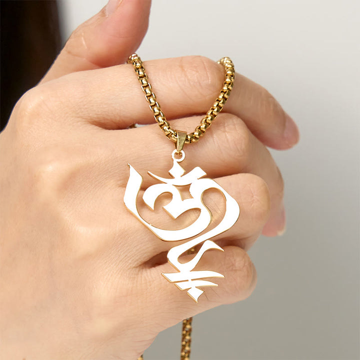 Collier pendentif en acier inoxydable avec Buddha Stones et symbole OM vintage - image 4
