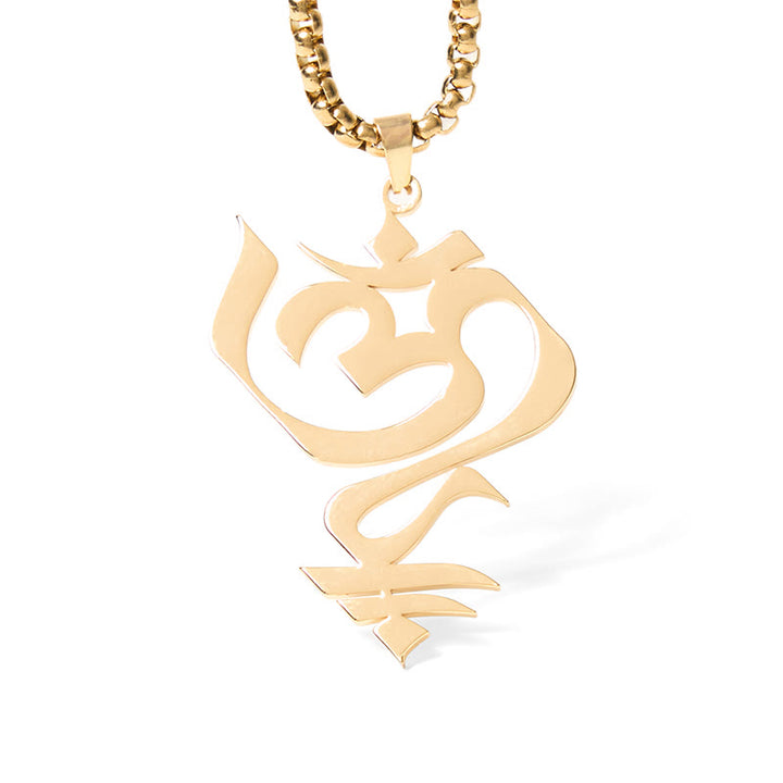 Collier pendentif en acier inoxydable avec Buddha Stones et symbole OM vintage - image 5
