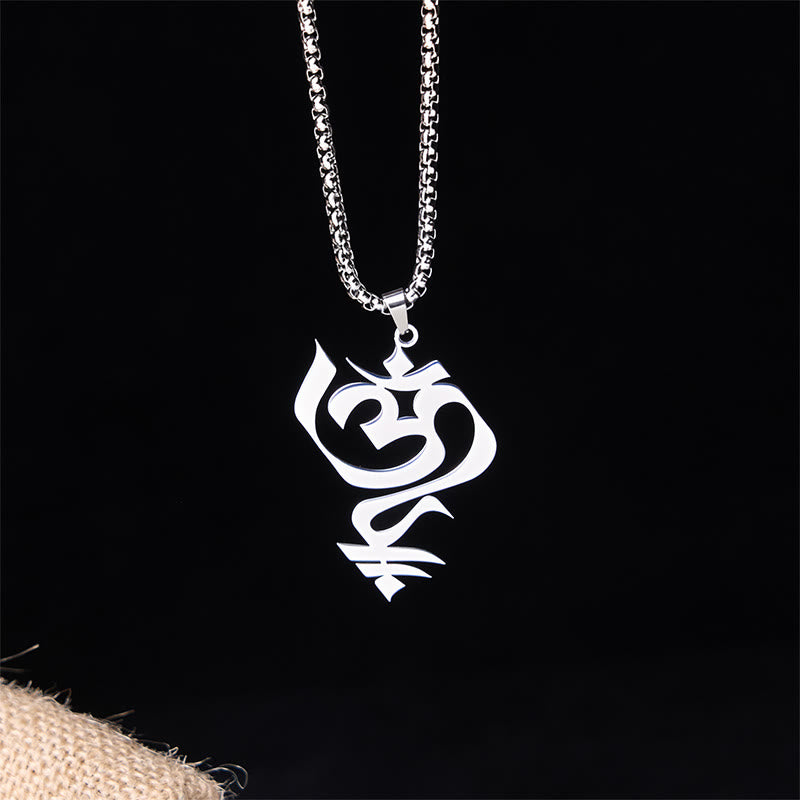 Collier pendentif en acier inoxydable avec Buddha Stones et symbole OM vintage - image 8