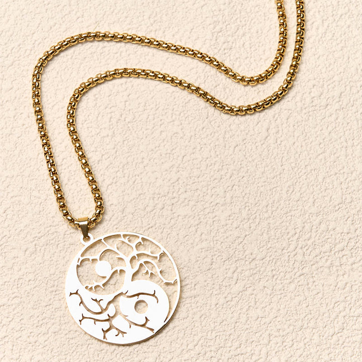 Collier pendentif en acier inoxydable avec branches de Buddha Stones et motif Yin Yang creux - image 17