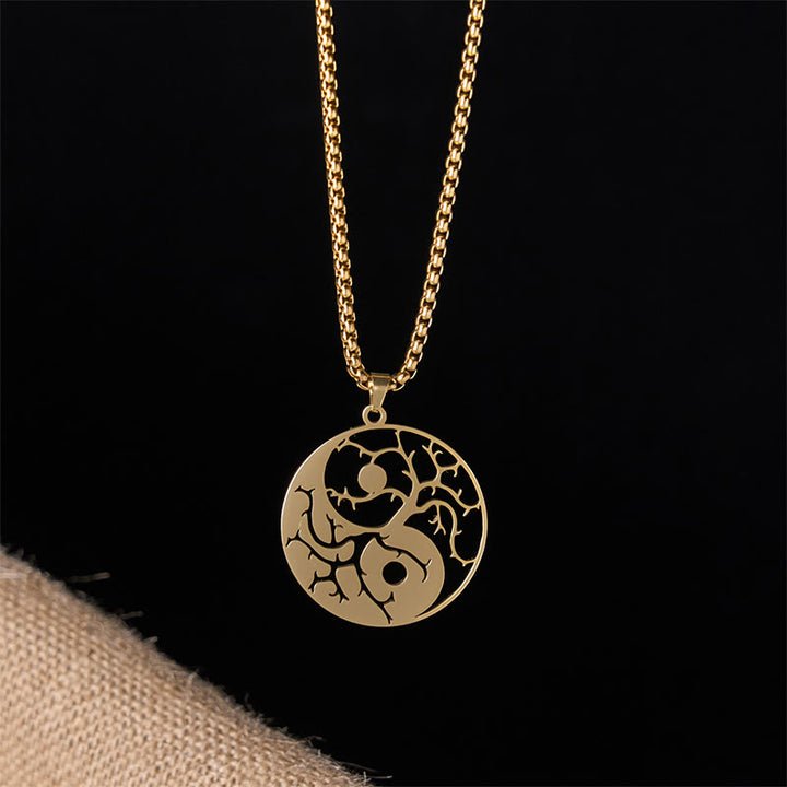 Collier pendentif en acier inoxydable avec branches de Buddha Stones et motif Yin Yang creux - image 15