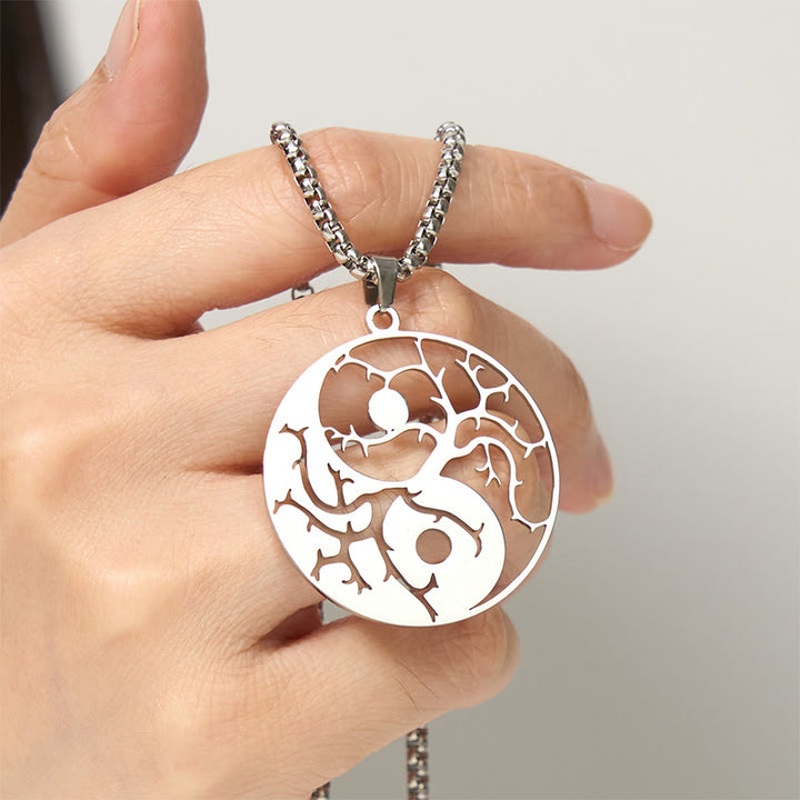 Collier pendentif en acier inoxydable avec branches de Buddha Stones et motif Yin Yang creux - image 12