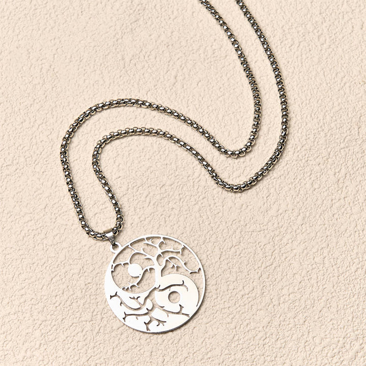 Collier pendentif en acier inoxydable avec branches de Buddha Stones et motif Yin Yang creux - image 11