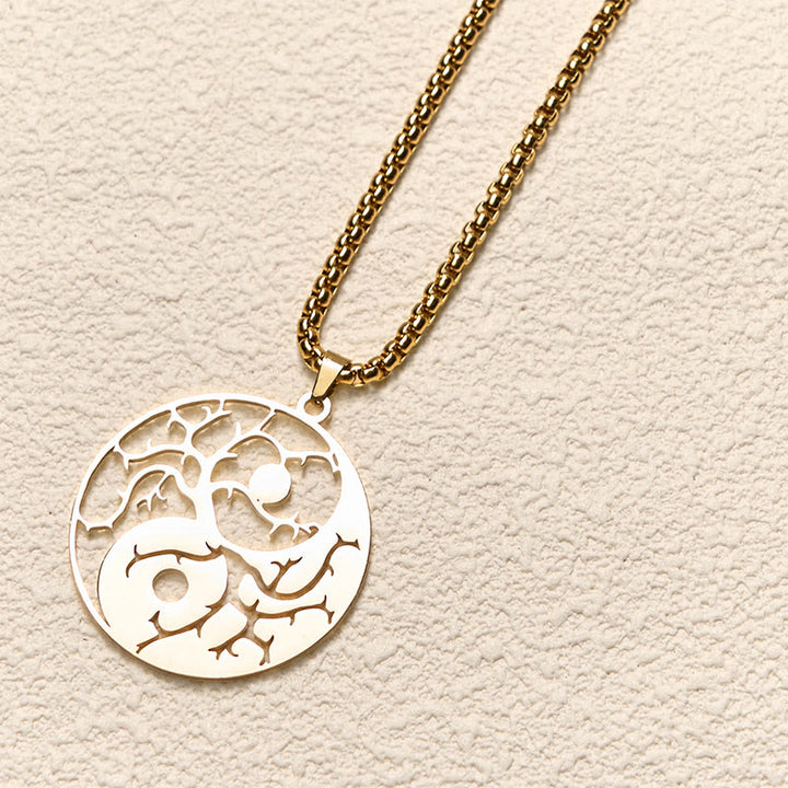 Collier pendentif en acier inoxydable avec branches de Buddha Stones et motif Yin Yang creux - image 16