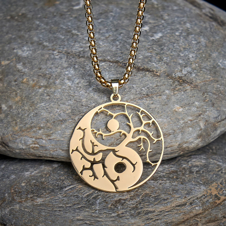 Collier pendentif en acier inoxydable avec branches de Buddha Stones et motif Yin Yang creux - image 14