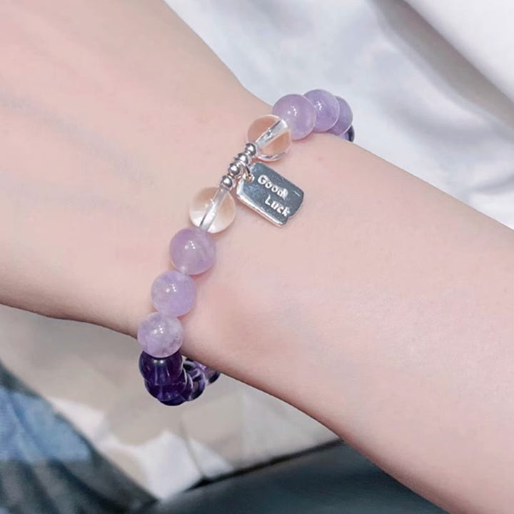 Bracelet porte-bonheur en Buddha Stones , quartz rose et quartz fraise - image 9