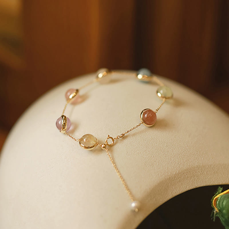 Bracelet d'équilibre en quartz fraise et améthyste en cristal coloré de Buddha Stones - image 11