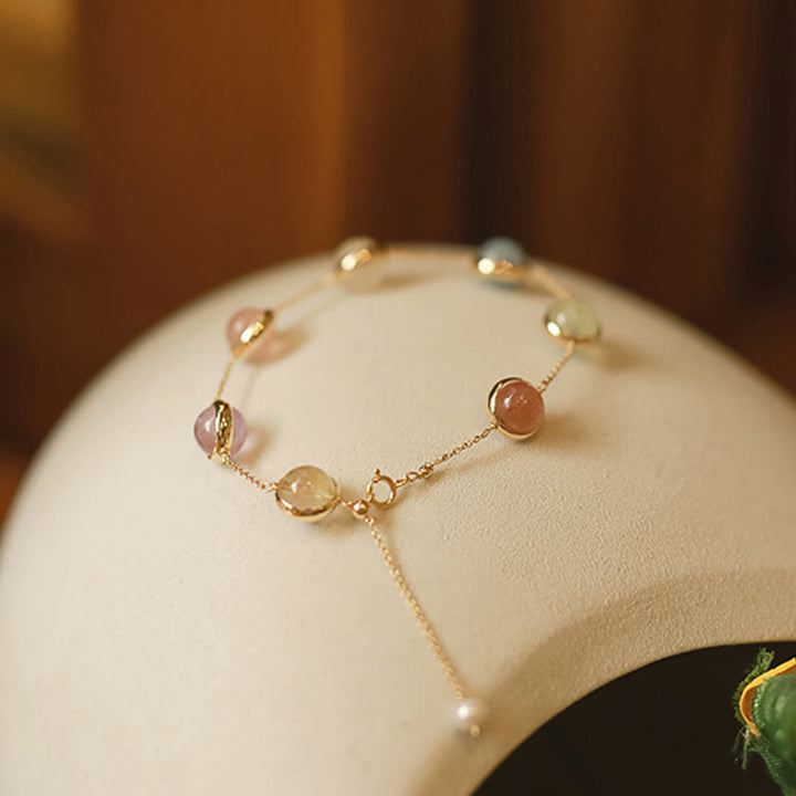 Bracelet d'équilibre en quartz fraise et améthyste en cristal coloré de Buddha Stones - image 11