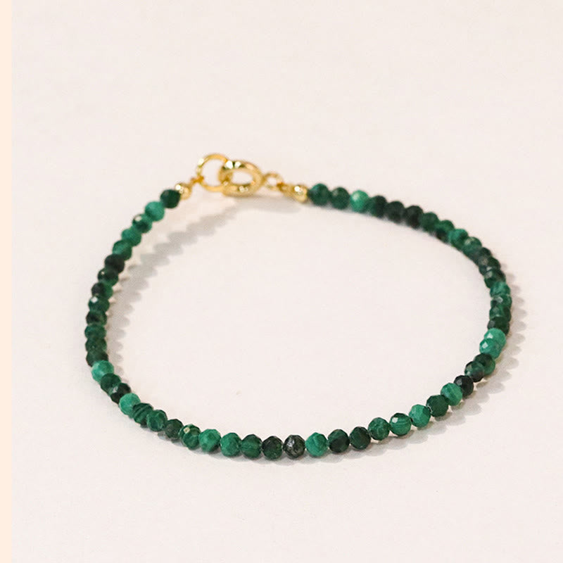 Bracelet anti-anxiété ultra-fin en perles de malachite naturelle de 3 mm de Buddha Stones - image 1