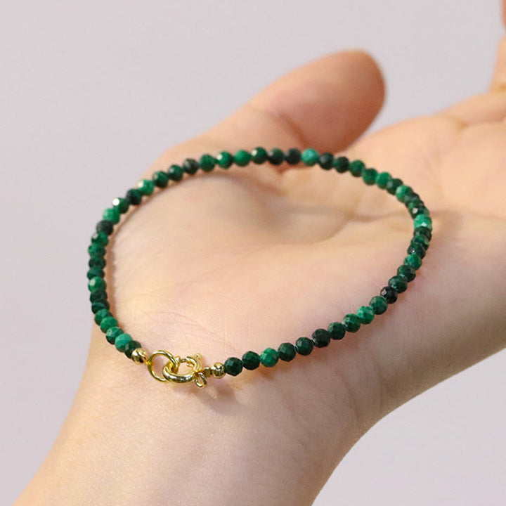 Bracelet anti-anxiété ultra-fin en perles de malachite naturelle de 3 mm de Buddha Stones - image 8