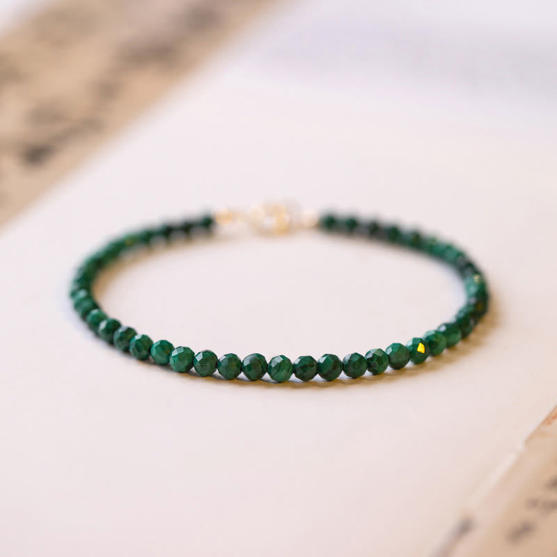 Bracelet anti-anxiété ultra-fin en perles de malachite naturelle de 3 mm de Buddha Stones - Malachite 3 mm (circonférence du poignet : 16 cm) - image 0