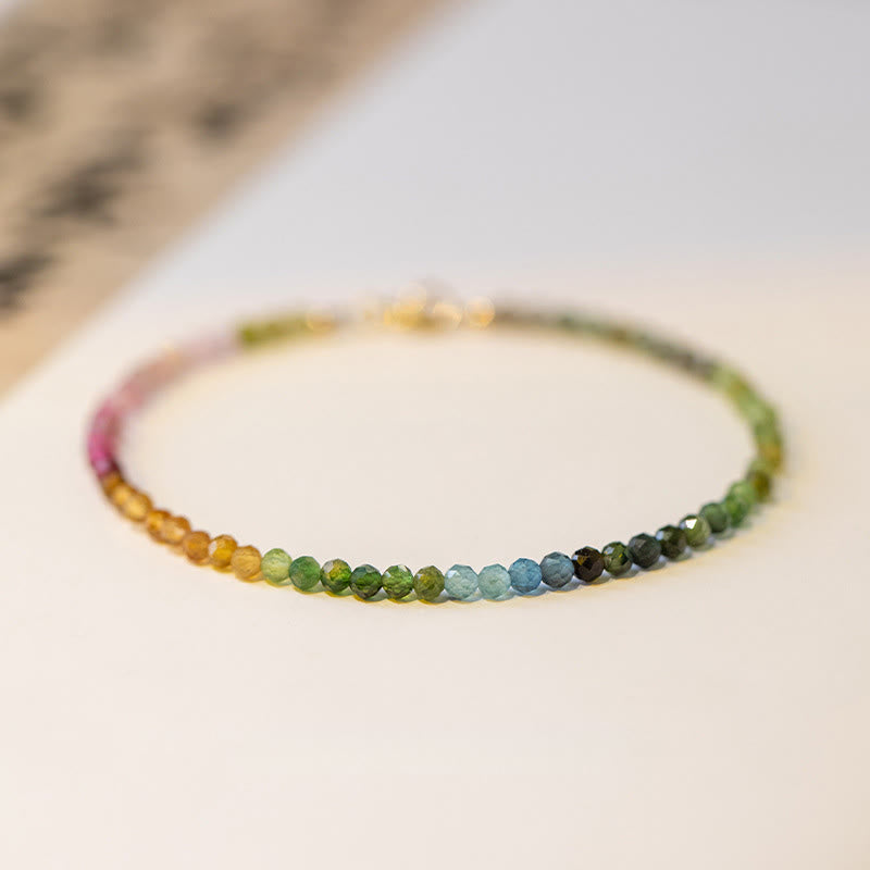 Bracelet Buddha Stones 2,5 mm en perles de tourmaline naturelle ultra-fines - Tourmaline 2,5 mm (circonférence du poignet : 16 cm) - image 0