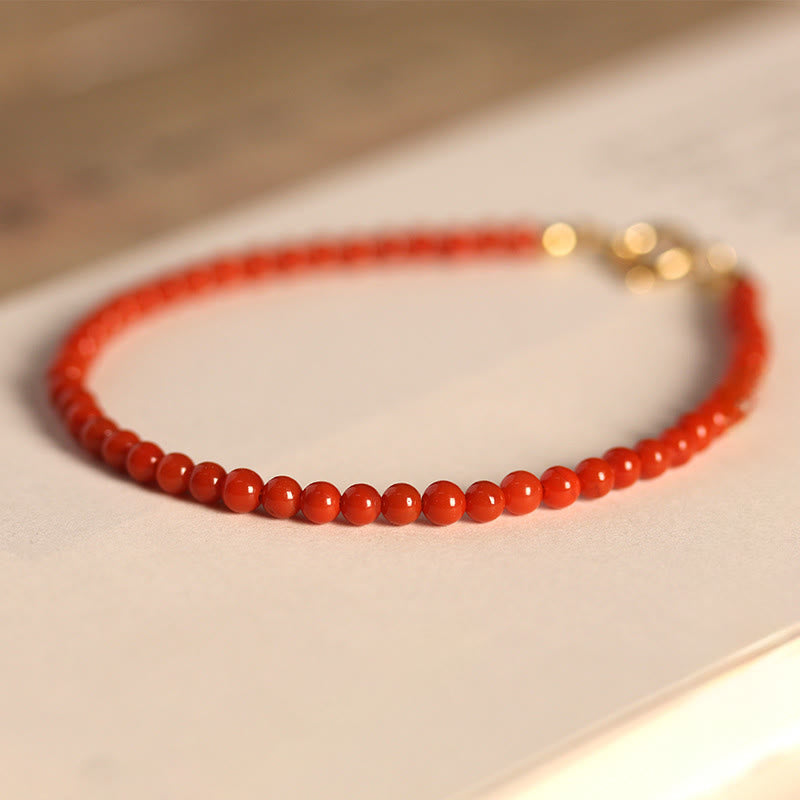 Bracelet Buddha Stones 3 mm en perles d'agate rouge naturelle du Sud ultra-fines - image 7
