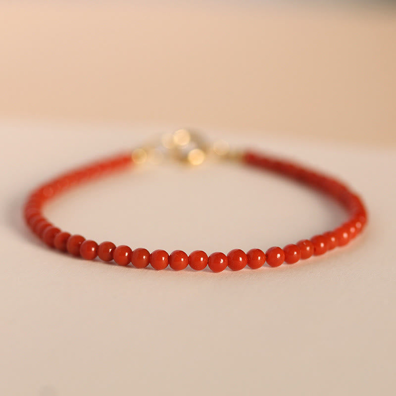 Bracelet Buddha Stones 3 mm en perles d'agate rouge naturelle du Sud ultra-fines - Agate rouge du Sud 3 mm (circonférence du poignet : 14-17 cm) - image 6