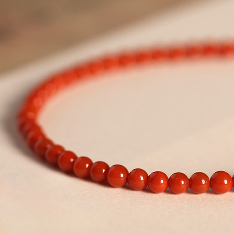 Bracelet Buddha Stones 3 mm en perles d'agate rouge naturelle du Sud ultra-fines - image 8