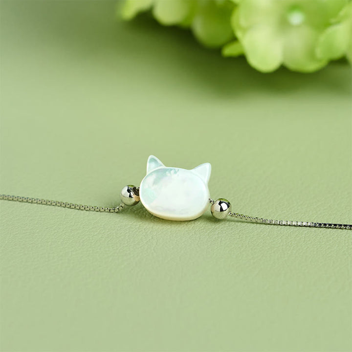 Buddha Stones Bracelet en argent sterling 925 avec pierre Tridacna et tête de chat porte-bonheur - image 10