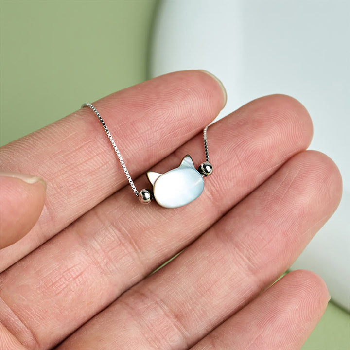 Buddha Stones Bracelet en argent sterling 925 avec pierre Tridacna et tête de chat porte-bonheur - image 3