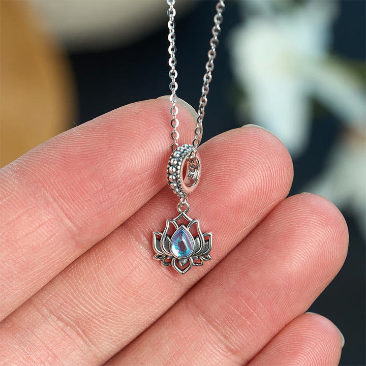 Collier pendentif de guérison en pierre de lune et lotus en argent sterling 925 avec Buddha Stones - image 3