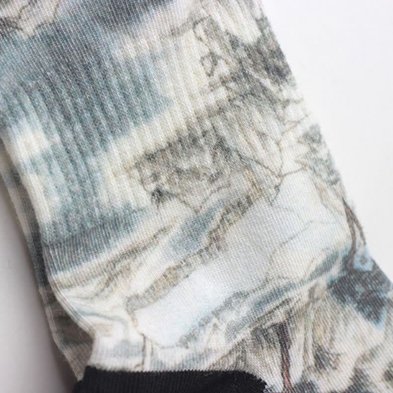 Lot de trois paires de chaussettes unisexes pour homme et femme, motif paysage, peinture à l'encre de Chine, Buddha Stones - image 3