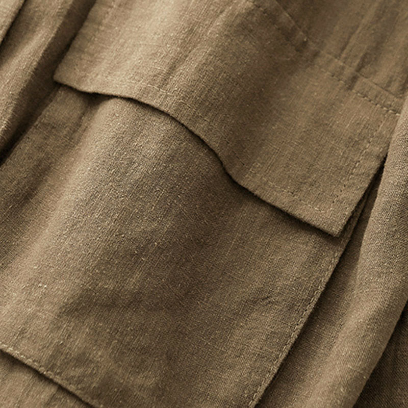 Veste croisée en coton à manches longues et poches pour femme, motif Buddha Stones - image 3