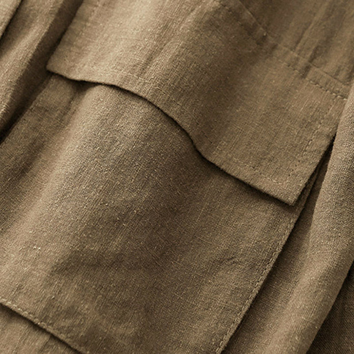 Veste croisée en coton à manches longues et poches pour femme, motif Buddha Stones - image 3