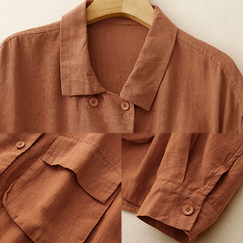 Veste croisée en coton à manches longues et poches pour femme, motif Buddha Stones - image 8