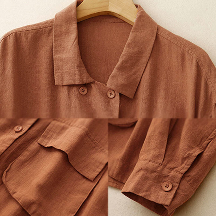 Veste croisée en coton à manches longues et poches pour femme, motif Buddha Stones - image 8