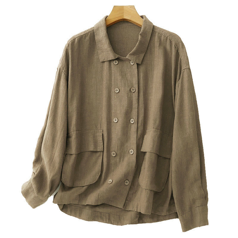 Veste croisée en coton à manches longues et poches pour femme, motif Buddha Stones - image 6