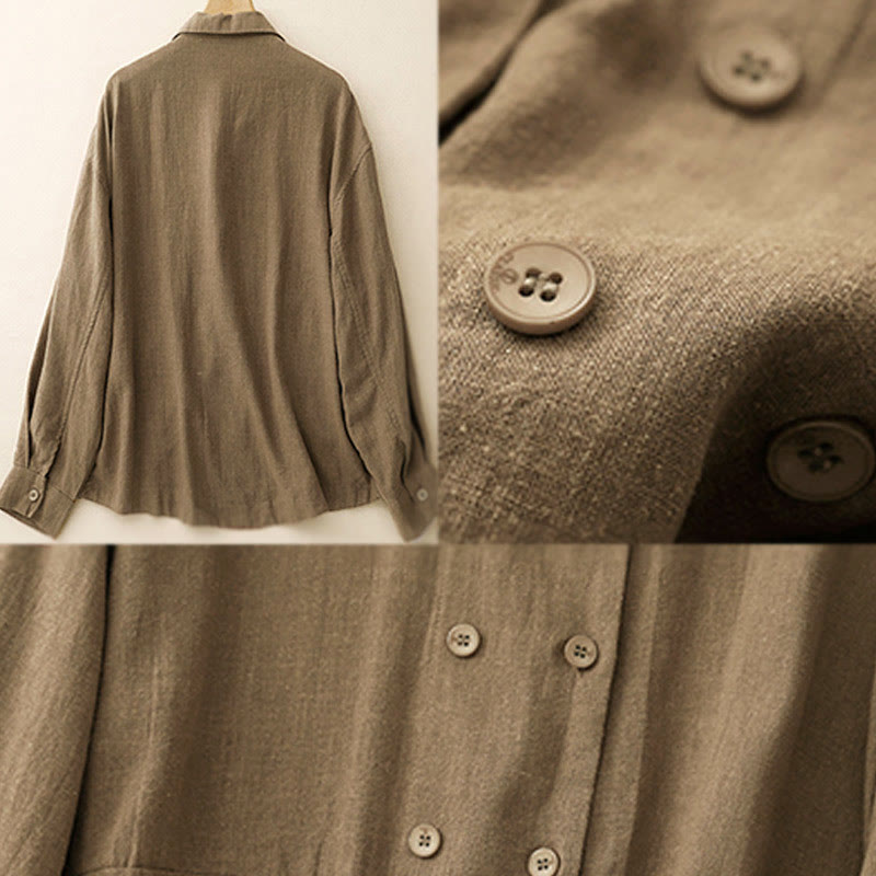 Veste croisée en coton à manches longues et poches pour femme, motif Buddha Stones - image 2