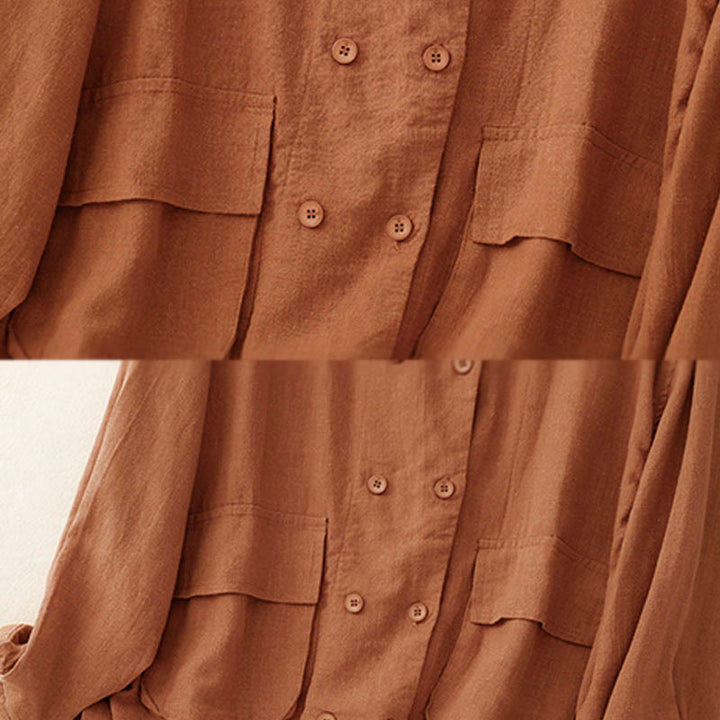 Veste croisée en coton à manches longues et poches pour femme, motif Buddha Stones - image 11