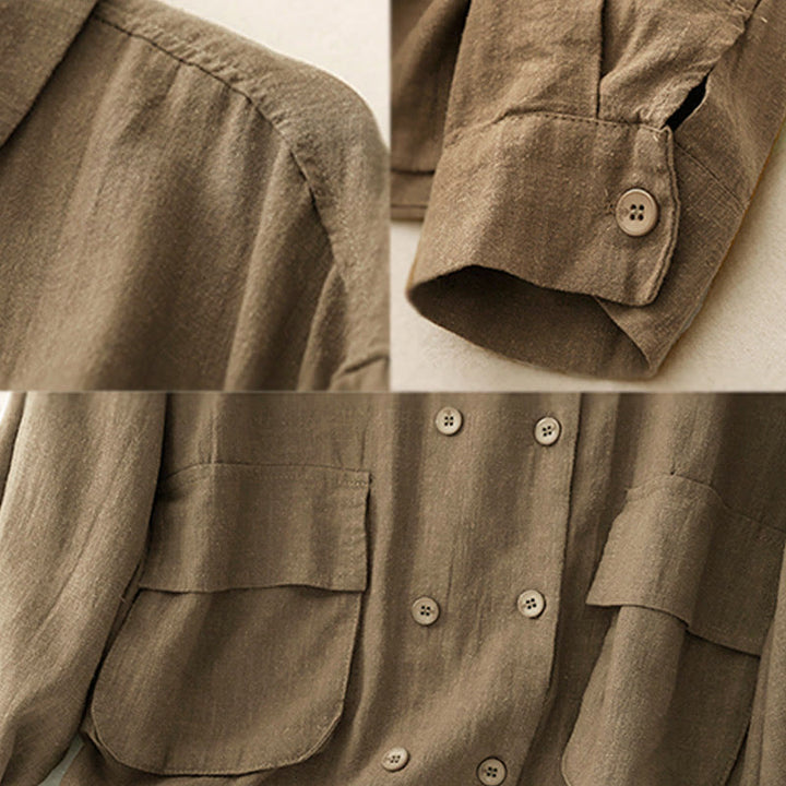 Veste croisée en coton à manches longues et poches pour femme, motif Buddha Stones - image 5