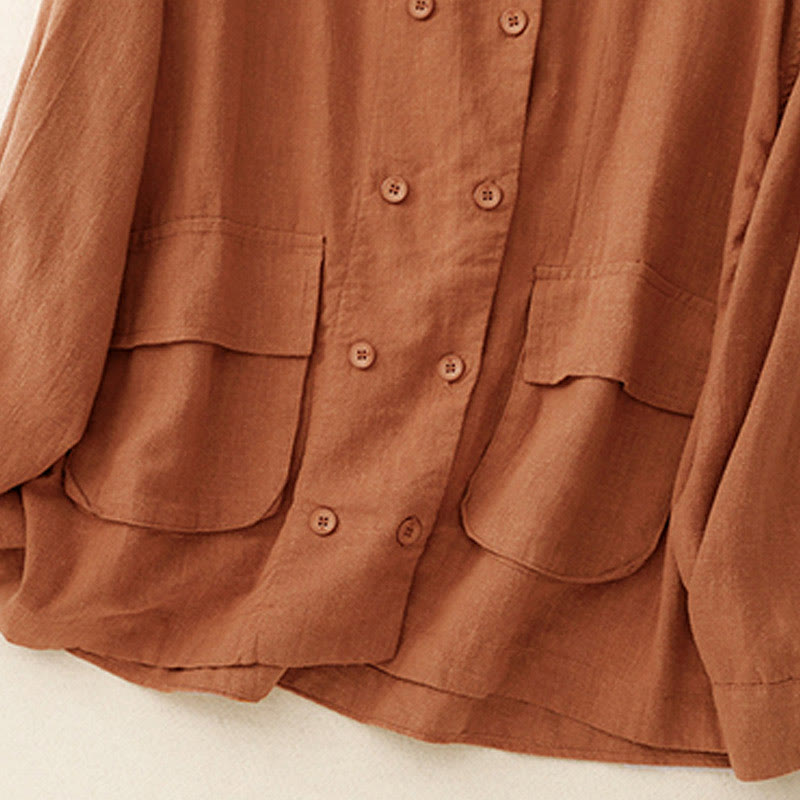 Veste croisée en coton à manches longues et poches pour femme, motif Buddha Stones - image 10