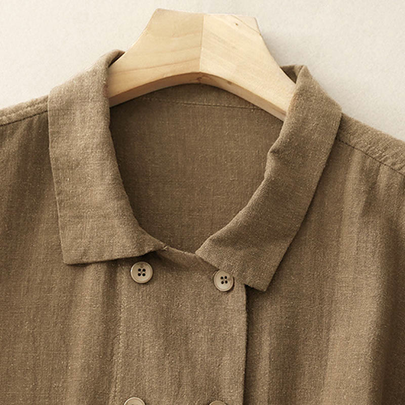 Veste croisée en coton à manches longues et poches pour femme, motif Buddha Stones - image 4