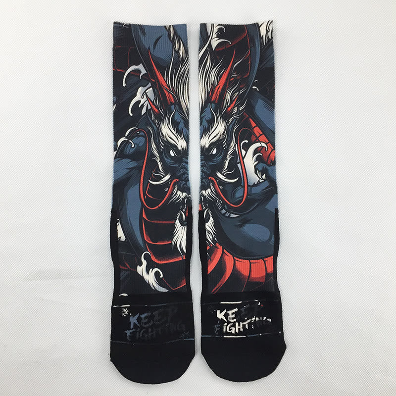 Chaussettes décontractées Buddha Stones pour hommes, motif dragon micro-collant - Noir - Taille unique (US 6,5-10,5, EU 38-44, UK/AU 6-10,5, AISA 24,5-28 cm) - image 0
