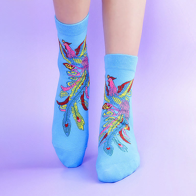 Lot de 3 paires de Buddha Stones décontractées multicolores pour femme Motif Phoenix - 3 paires de bleu - SM (US 5,5-8,5, EU 36-40, UK/AU 3,5-6,5, AISA 23-25 ​​cm) - image 10