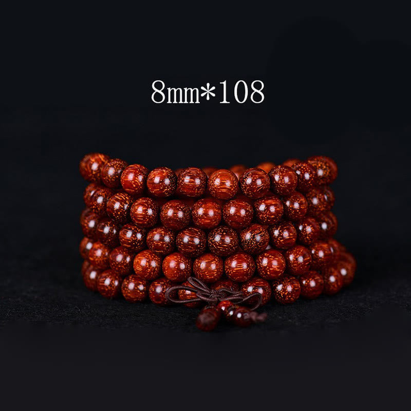 Bracelet d'équilibre tibétain en petites feuilles de santal rouge avec Buddha Stones - 8 mm * 108 - image 3