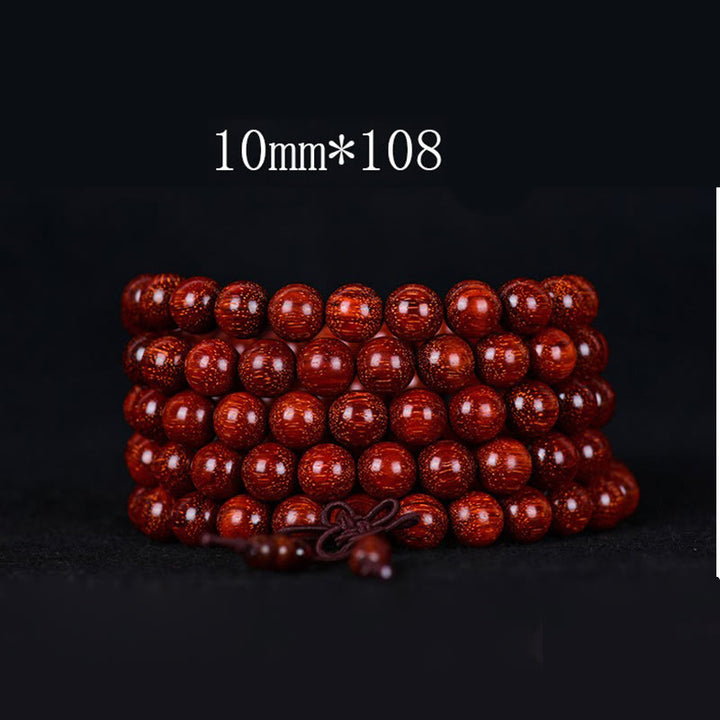 Bracelet d'équilibre tibétain en petites feuilles de santal rouge avec Buddha Stones - 10 mm x 108 - image 4