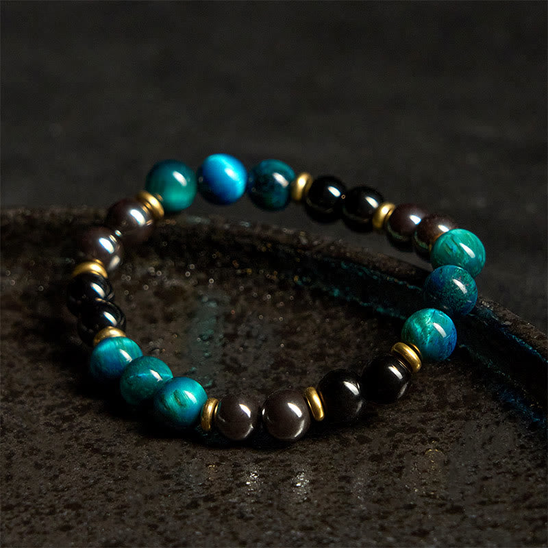Bracelet d'équilibre en perles d'œil de tigre bleu naturel et Buddha Stones - image 3