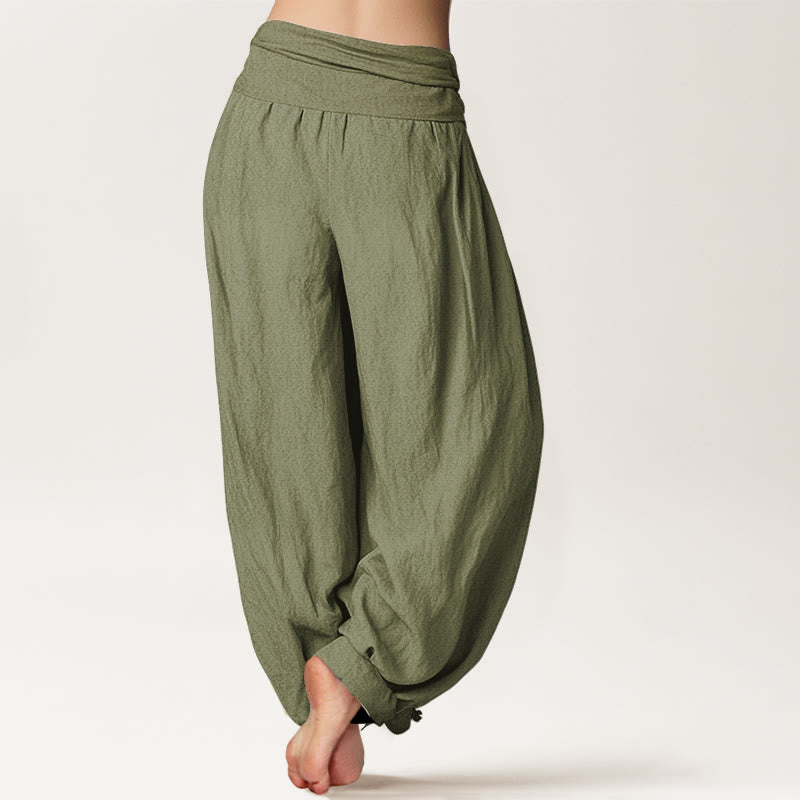 Pantalon sarouel en coton à taille élastique pour femme, motif Buddha Stones , motif Lotus Om - image 1