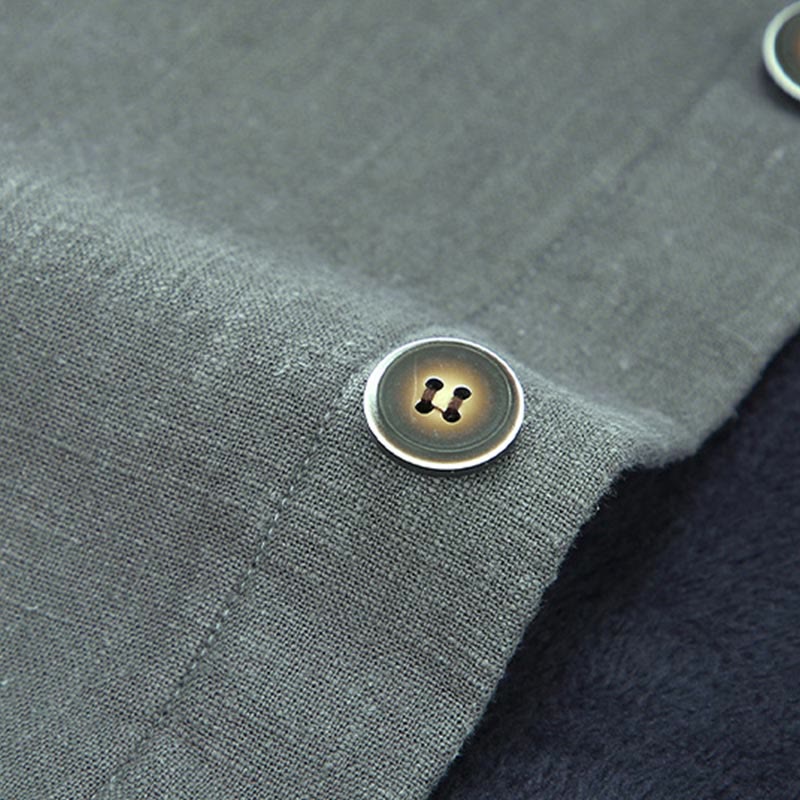 Veste en lin et coton ramie à manches longues pour homme, doublée de polaire thermique et avec poches, signée Buddha Stones - image 7