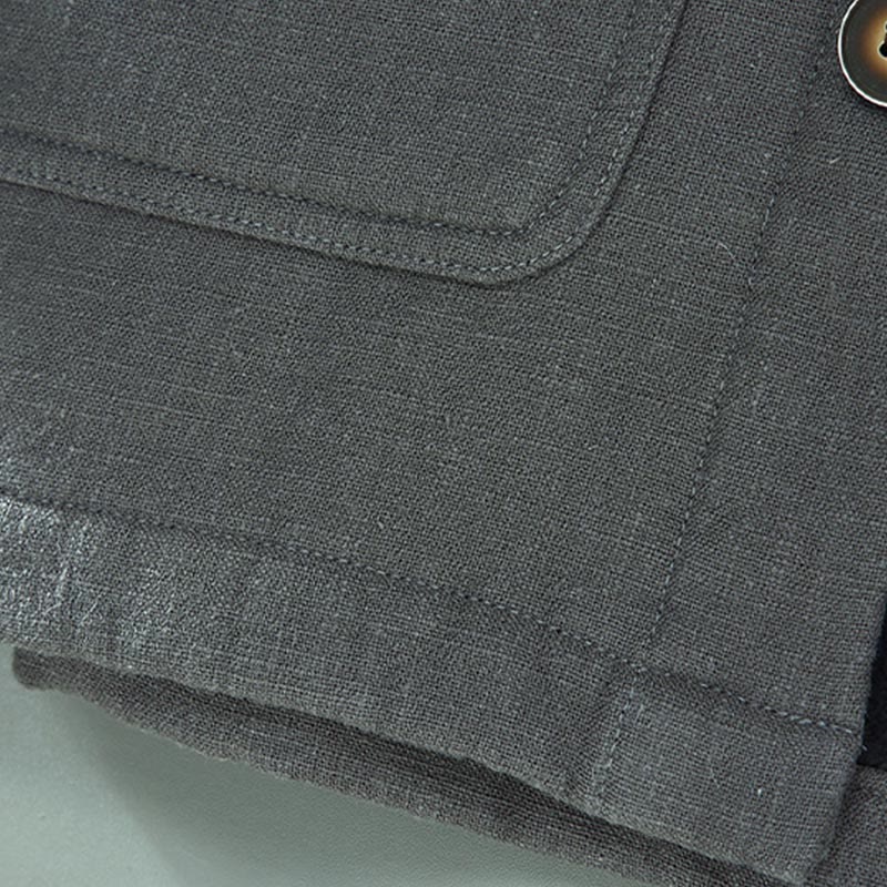 Veste en lin et coton ramie à manches longues pour homme, doublée de polaire thermique et avec poches, signée Buddha Stones - image 10